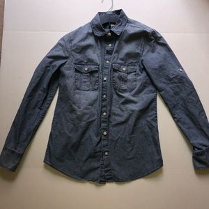 Blue button down J. Crew top